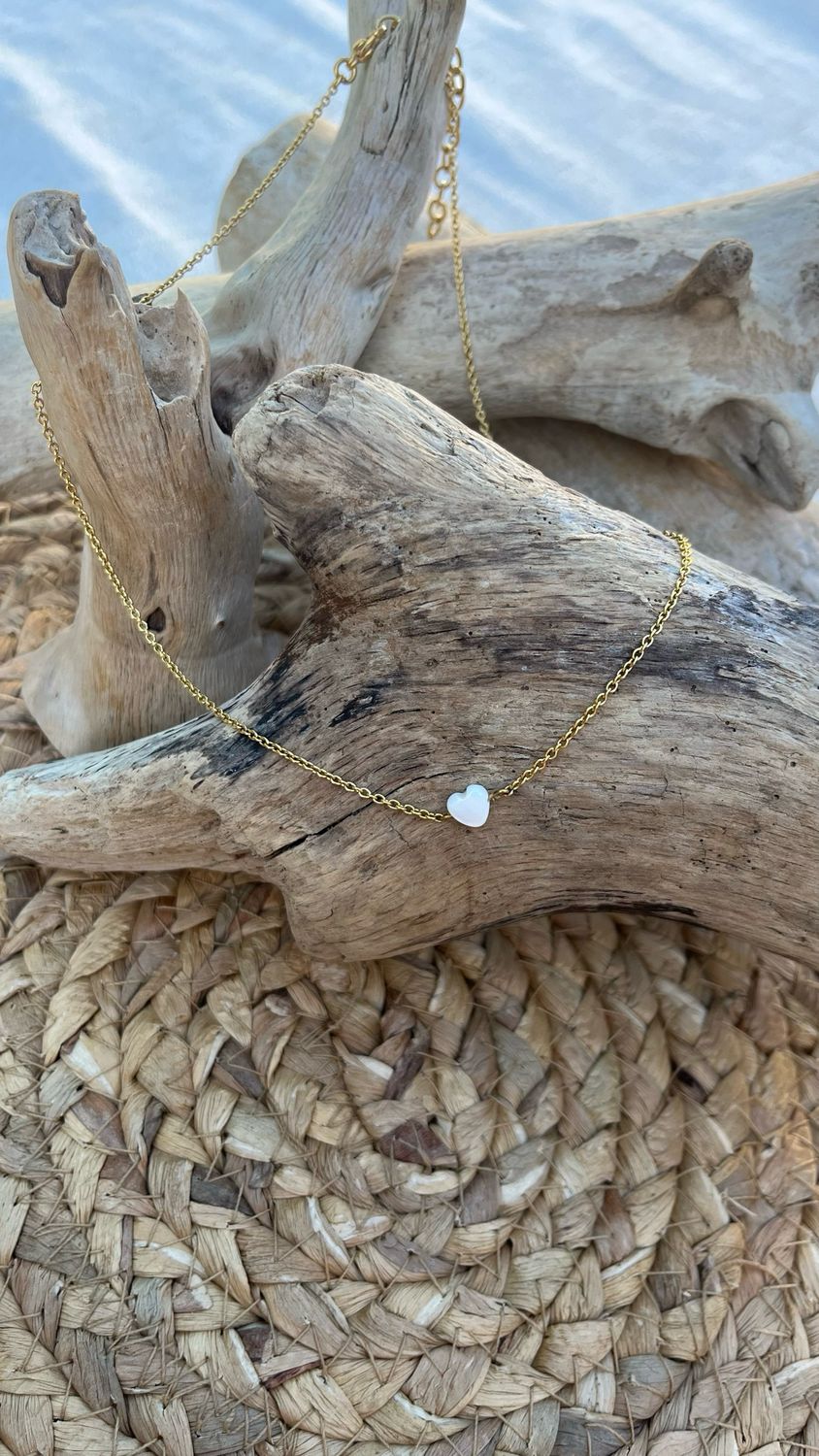 Collier « cœur de nacre » or