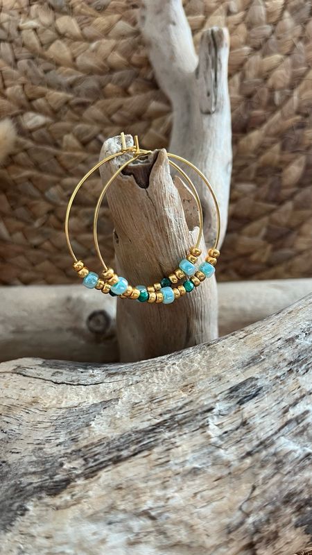 Créoles « Lumière d’ailleurs » turquoise