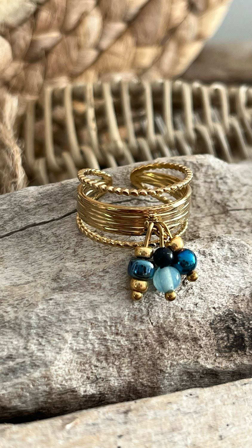 Bague « synergie rayonnante » bleu Bague « synergie rayonnante » bleu