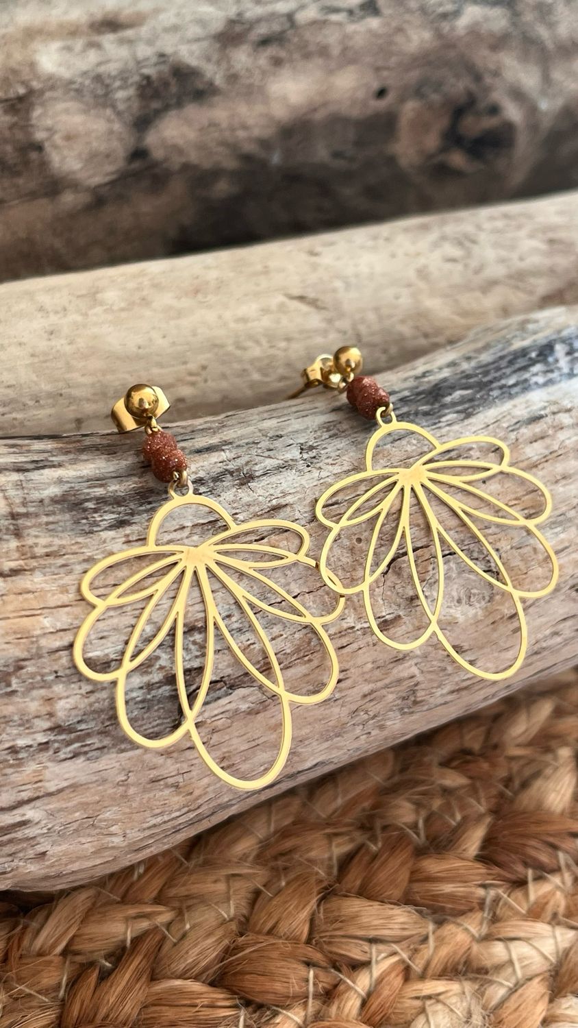 Boucles d’oreilles « Orchidée solaire » or Boucles d’oreilles « Orchidée solaire » or