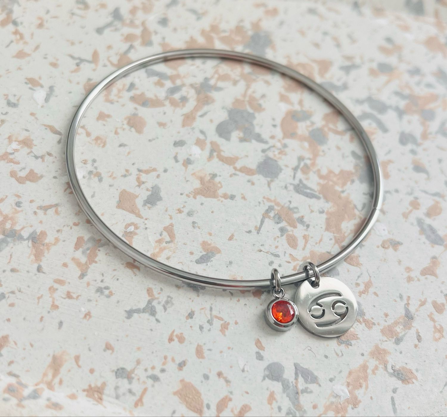 Bracelet jonc argent Cancer juillet Bracelet jonc argent Cancer juillet