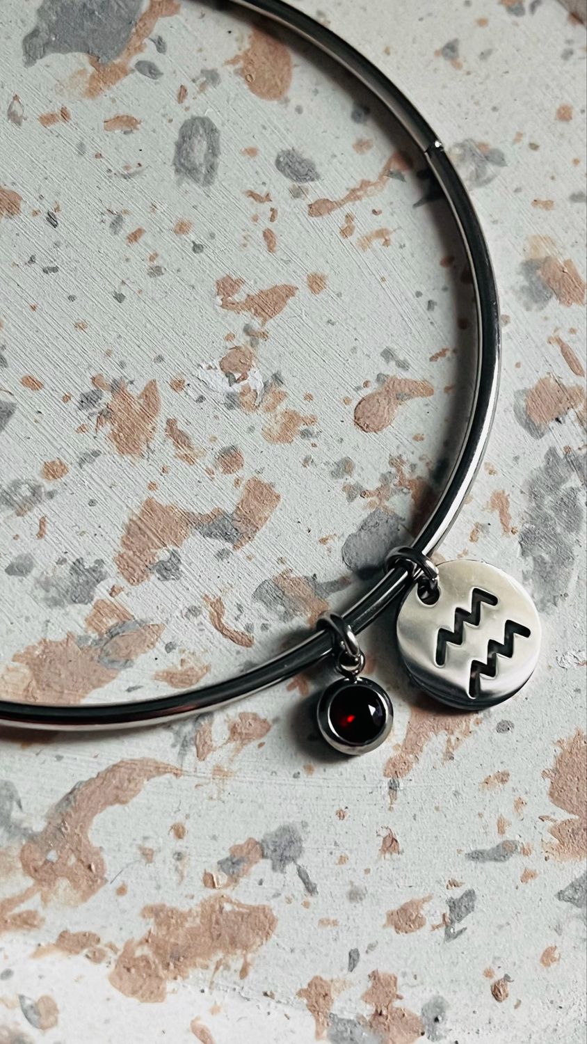 Bracelet jonc argent Verseau janvier Bracelet jonc argent Verseau janvier