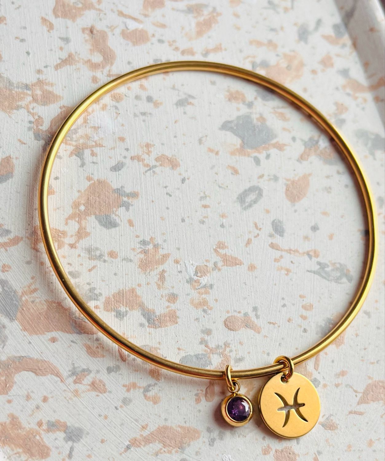 Bracelet jonc or Poisson février Bracelet jonc or Poisson février