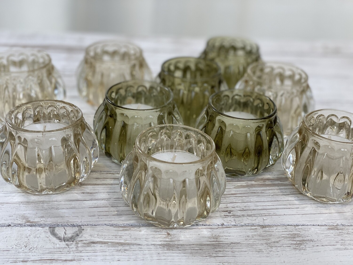 Votive Glass Green and Yellow