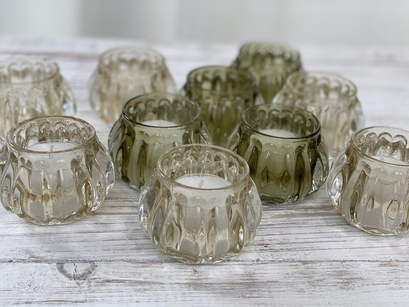 Votive Glass Green and Yellow