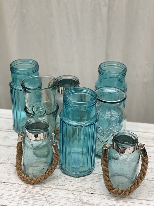 Glass Vases Blue assorted