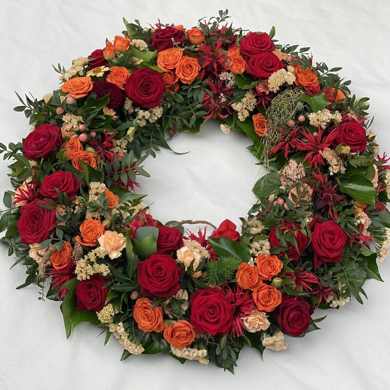Trauerkranz 45cm Rot/Orange