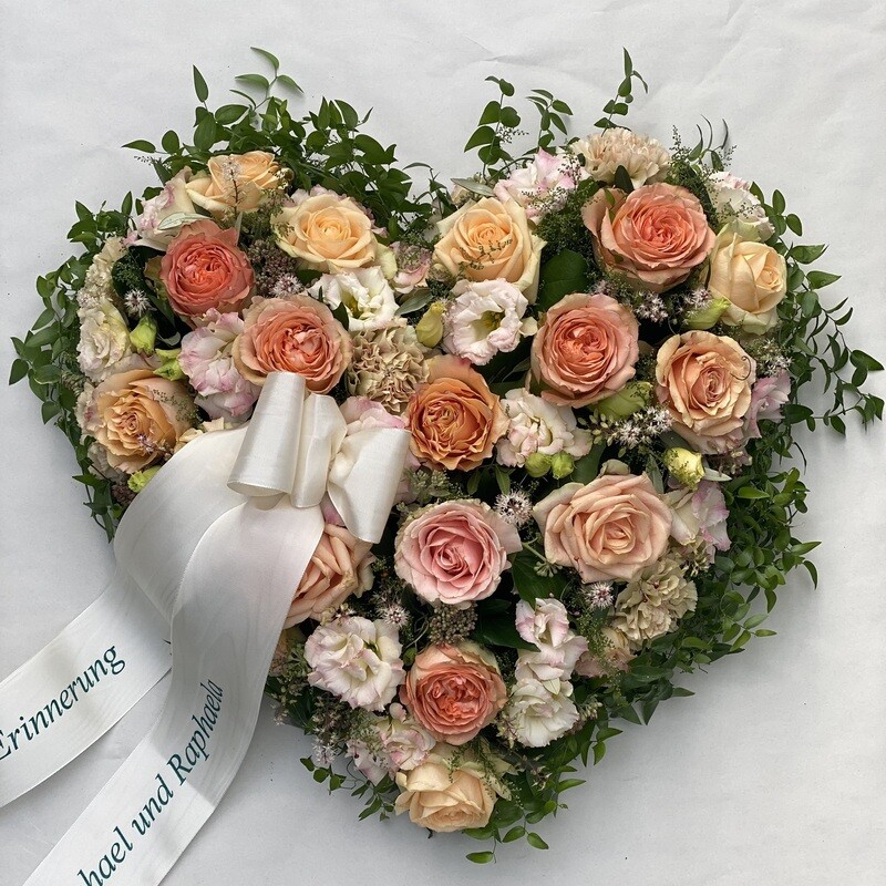 Trauerherz 45cm Lachs/Rosa