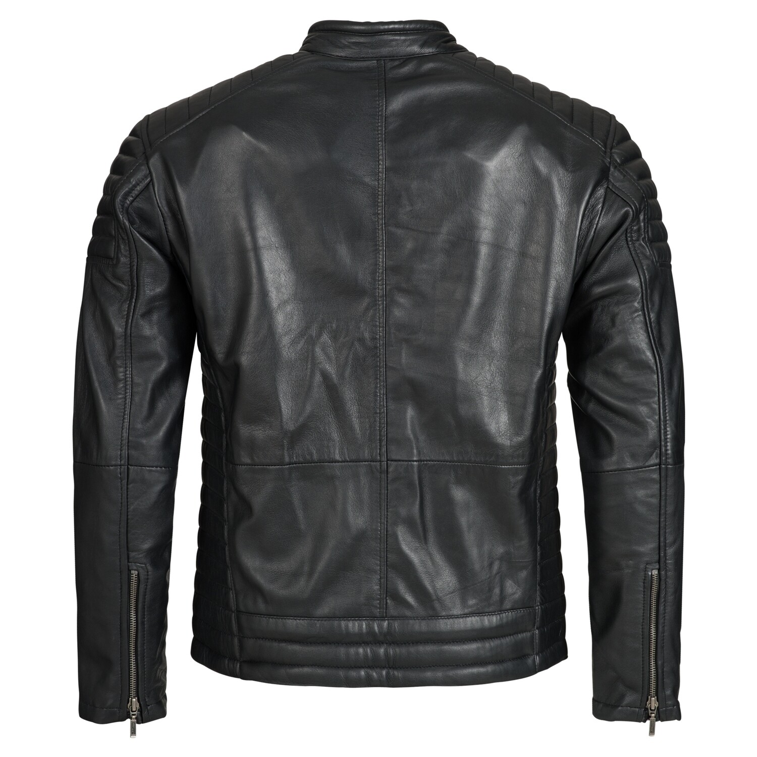 Giacca in pelle uomo Bohmberg Virtus, pelle di capra di alta qualità, design minimalista, zip YKK, tasche sul petto e laterali