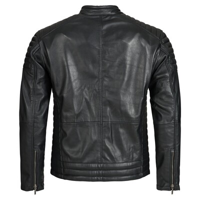 Bohmberg Virtus men’s leather jacket, premium goatskin, minimalist design, YKK zippers, chest and side pockets, perfect fit