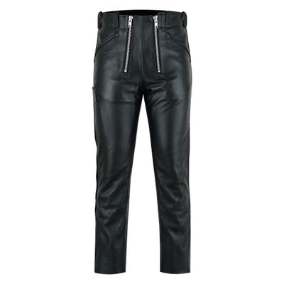 Bohmberg® Premium Zimmermann Herren Lederhose (Regular Waist) - Zunfthose echtes Rinds Leder, Baumwollinnenfutter,  Schwarz