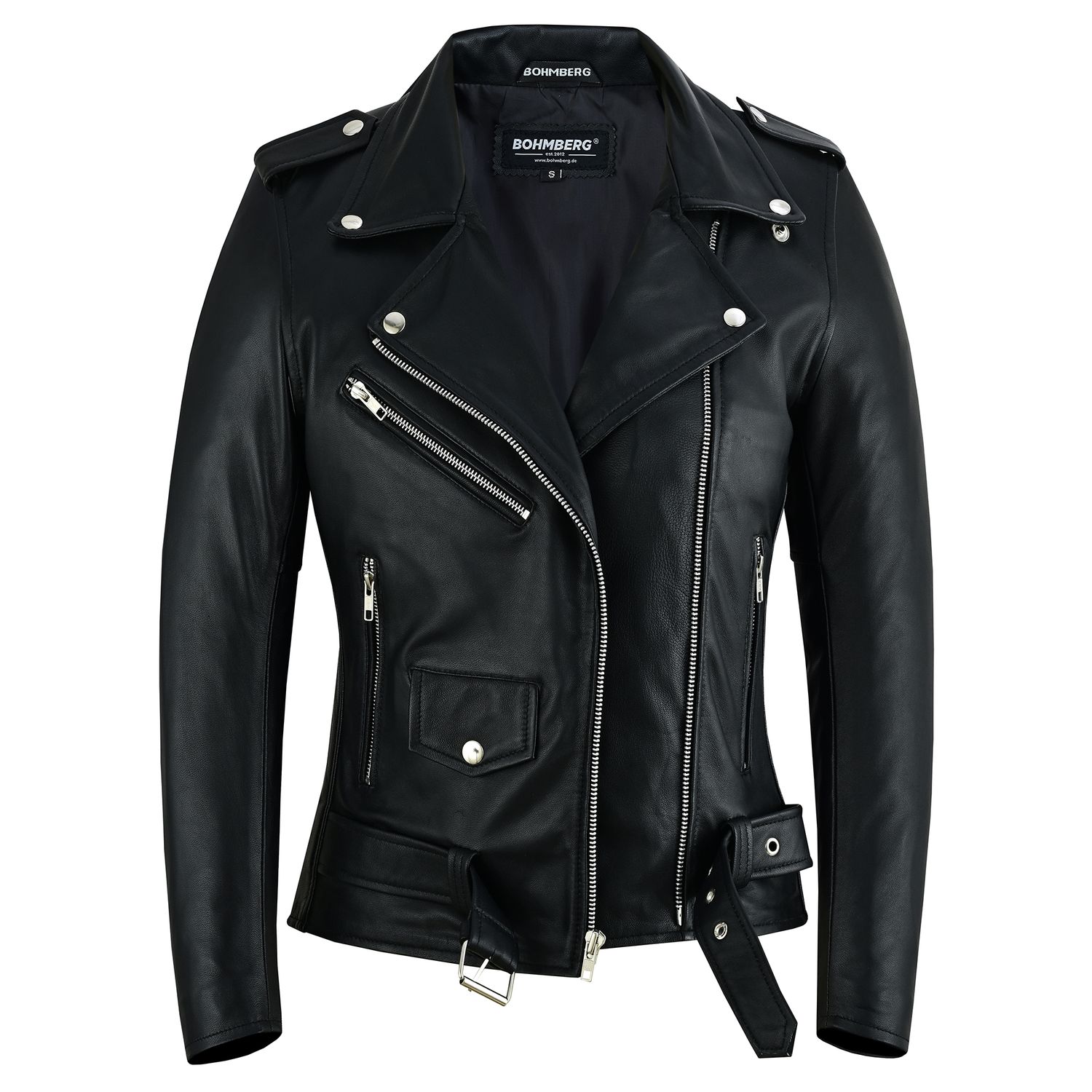 Bohmberg Calypso women’s leather jacket made from premium goatskin napa with perfect fit and high-quality YKK metal zippers