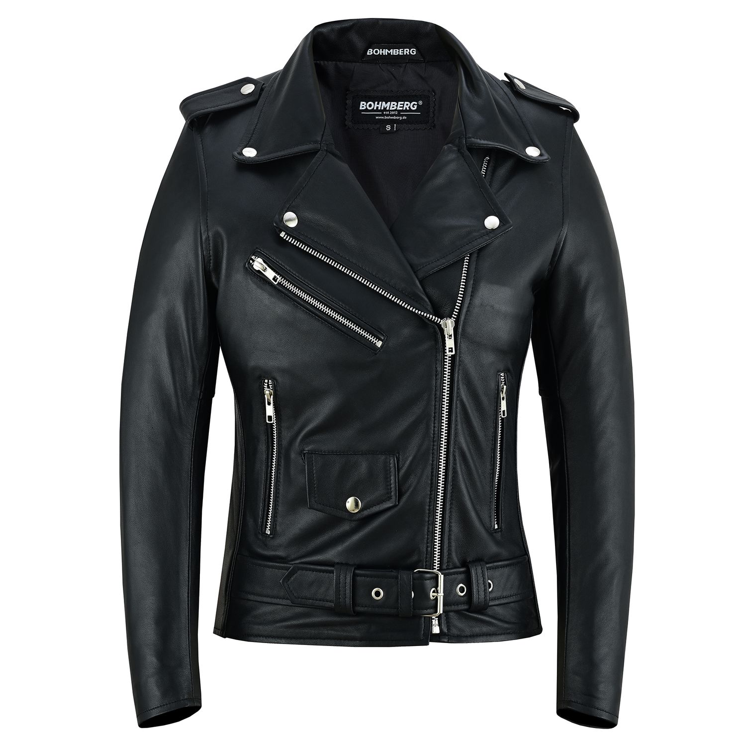 Bohmberg Calypso women’s leather jacket made from premium goatskin napa with perfect fit and high-quality YKK metal zippers