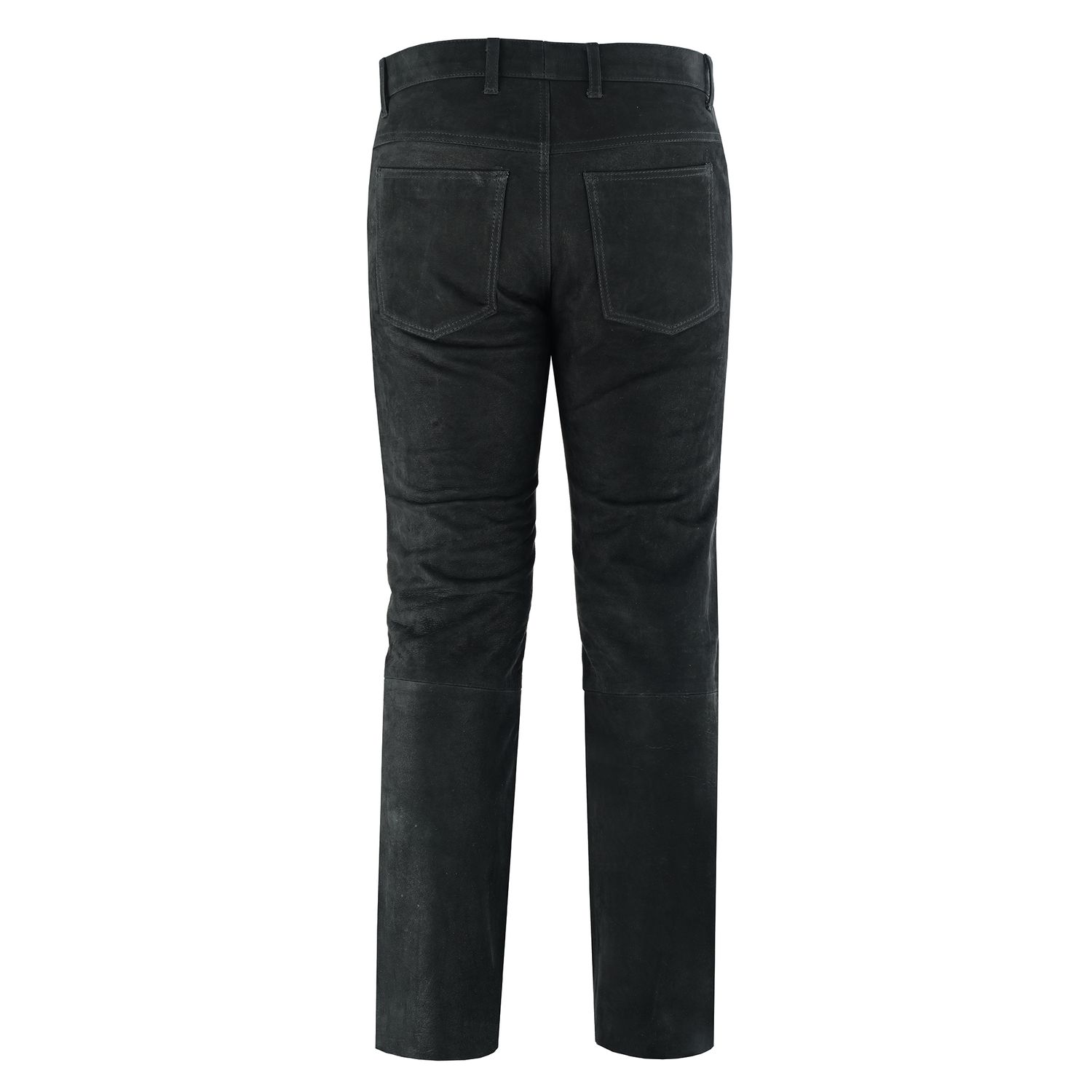 Bohmberg Men’s Slim Fit Leather Pants, 5-Pocket Jeans, Button Fly, Cotton Lining, Black
