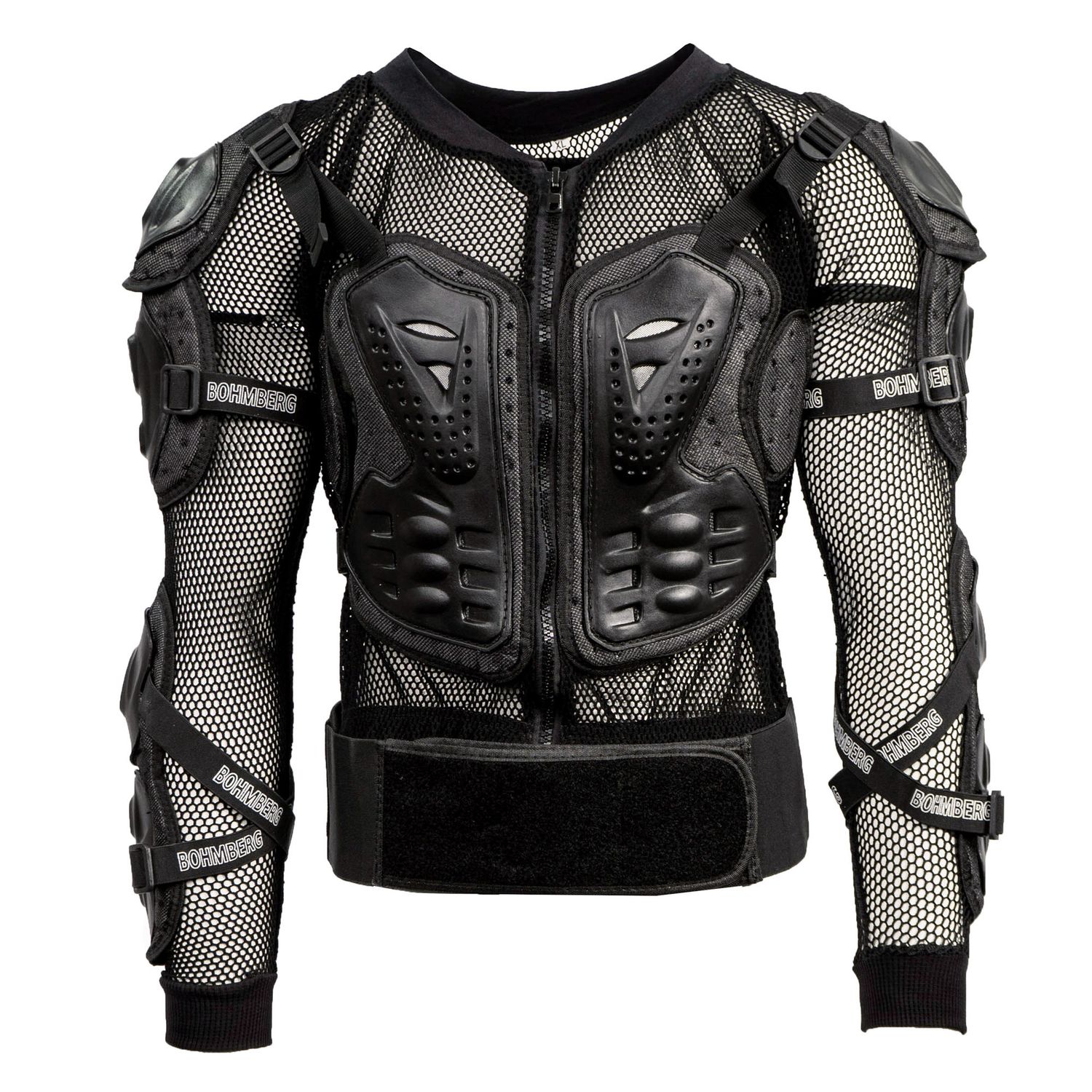 Bohmberg Motorcycle Protective Jacket with Back, Chest and Shoulder Protectors – Black