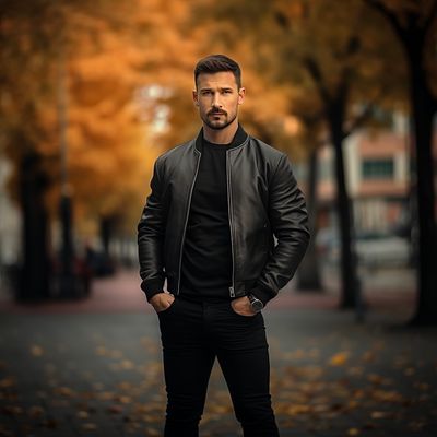 Bohmberg Men's Bomber Jacket "Kaori" Made from Premium Lamb Nappa Leather