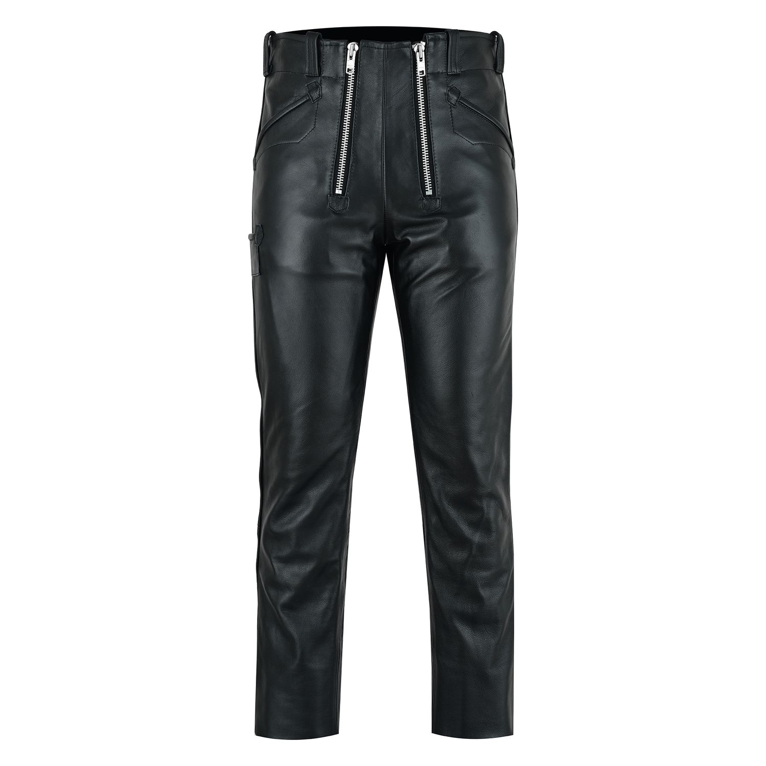 Bohmberg Premium Zimmermann Men’s Leather Pants, genuine cowhide leather, regular waist, cotton lining, black, premium quality