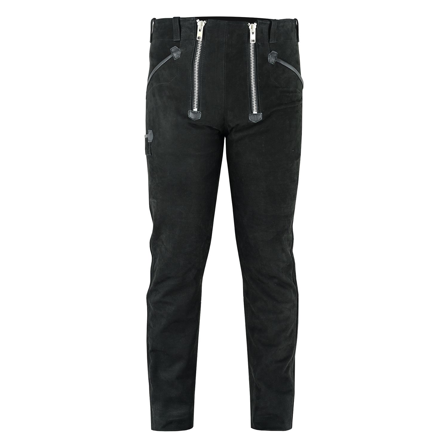 Bohmberg Premium Zimmermann Men’s Leather Pants, genuine cowhide nubuck, regular waist, cotton lining, black, premium quality