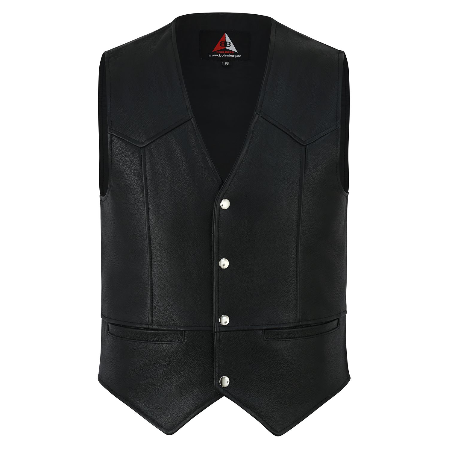 Bohmberg Men's Motorcycle Leather Vest in Genuine Cowhide – Classic Biker Vest