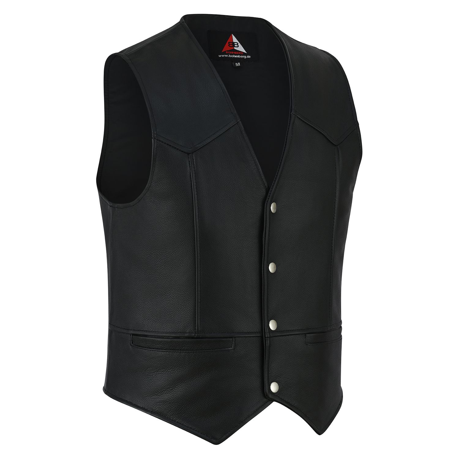 Bohmberg Men's Motorcycle Leather Vest in Genuine Cowhide – Classic Biker Vest