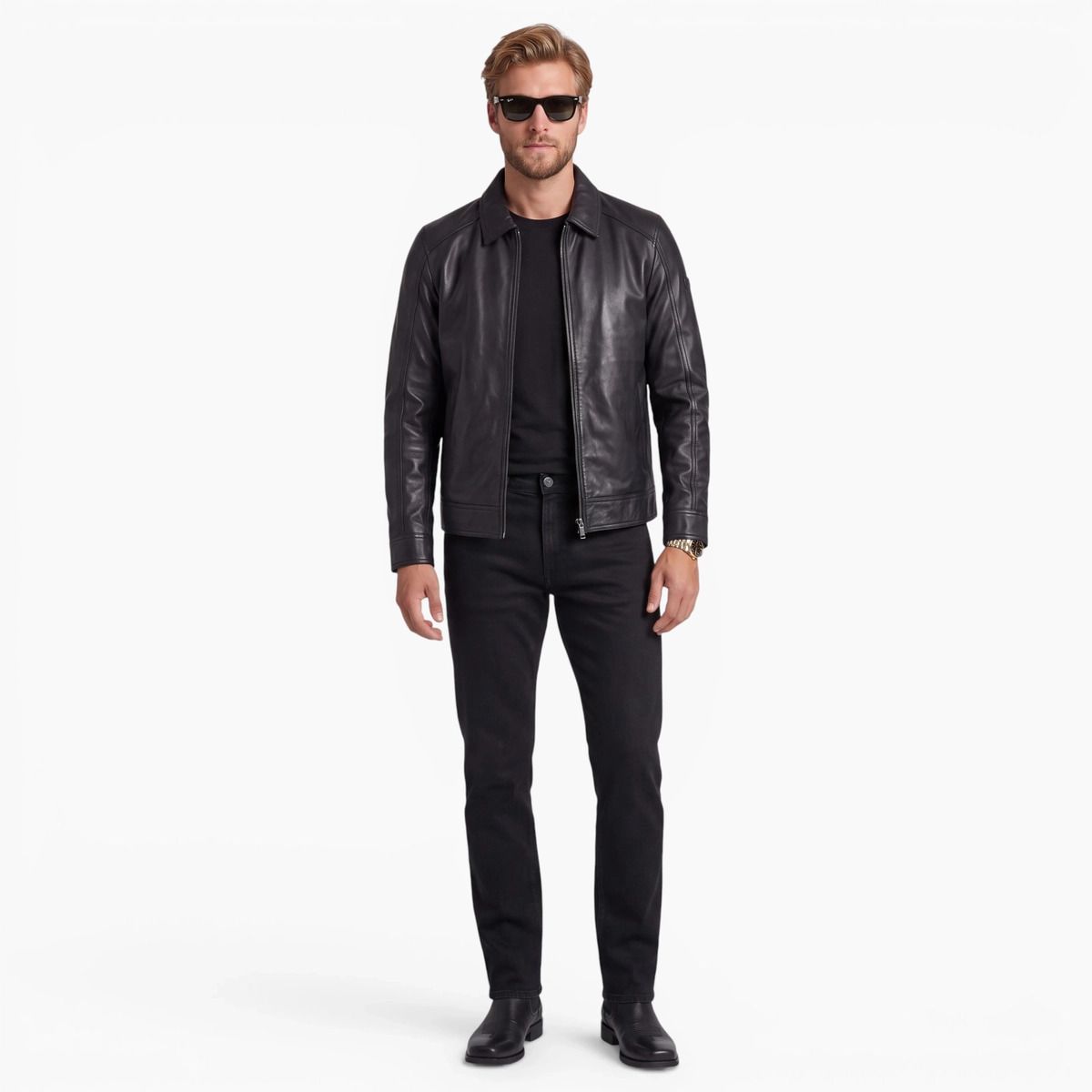 Bohmberg Kaito Men's Leather Jacket in 100% Smooth Lamb Nappa Leather