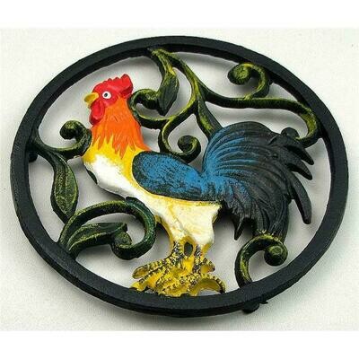 Cast Iron Colorful  Rooster Trivet - Old Mountain