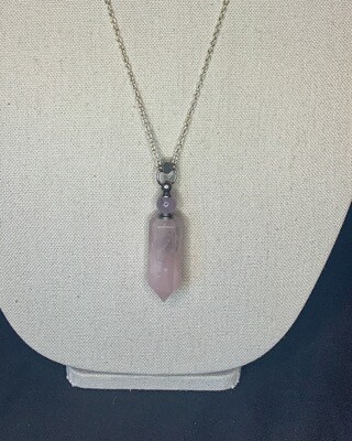 Rose Quartz Crystal Vial Necklace