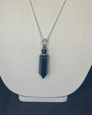 Onyx Crystal Vial Necklace