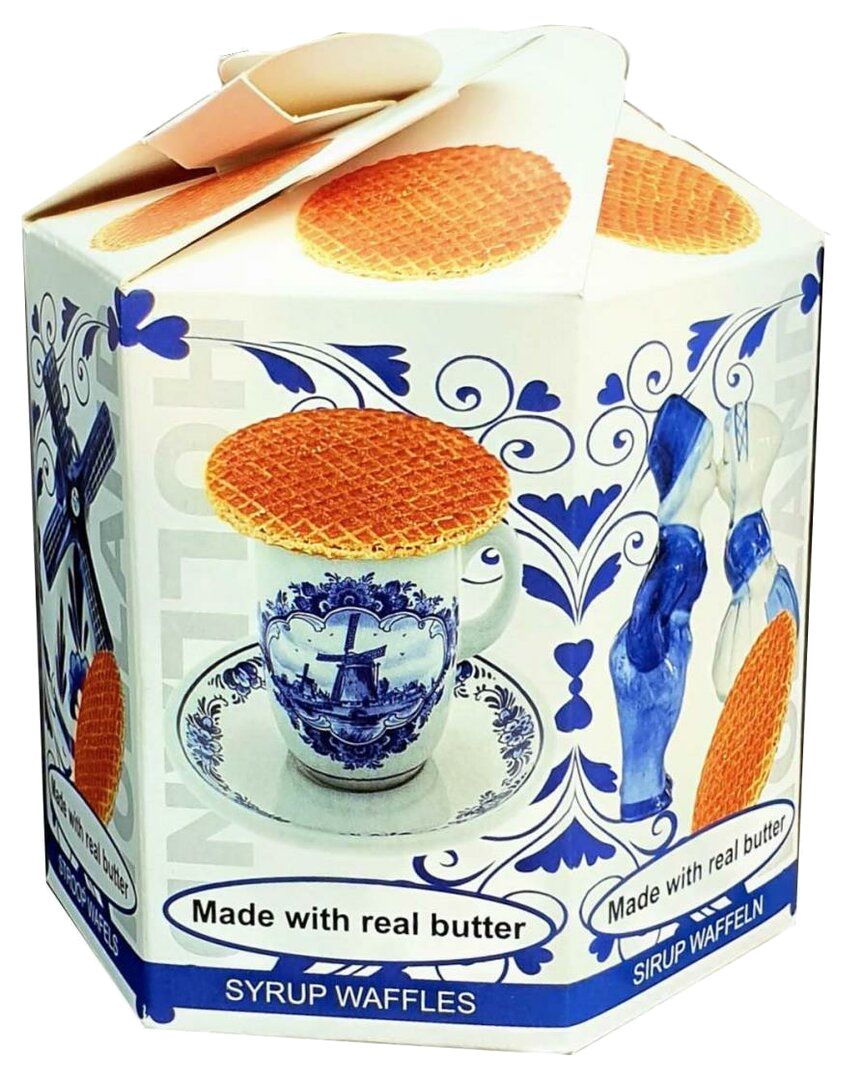 Hexagon box Delft blue with Stroopwafels