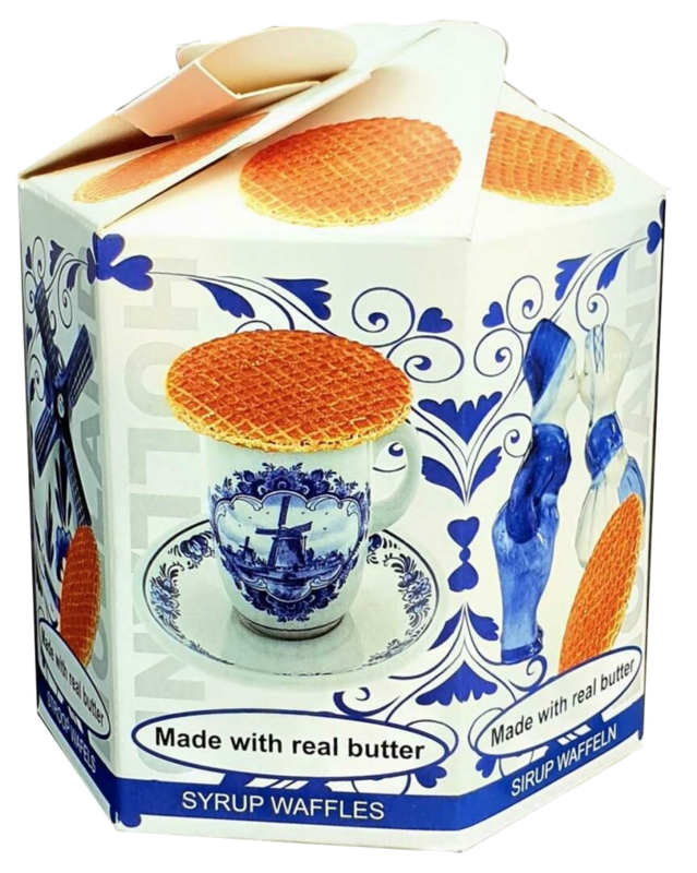 Hexagon box Delft blue with Stroopwafels