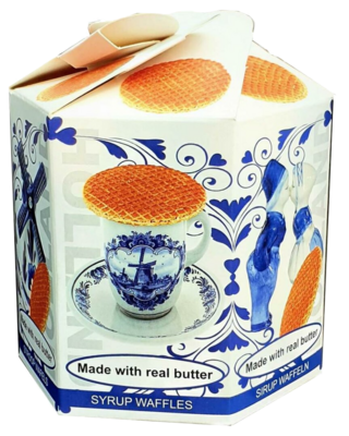 Hexagon box Delft blue with Stroopwafels