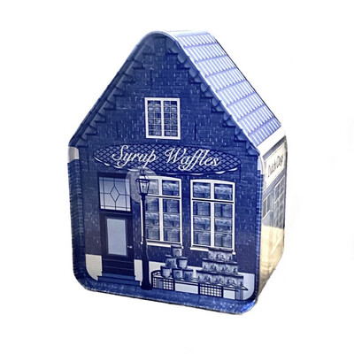 Dutch House Tin Delft blue with traditional Holland candy mix or stroopwafels