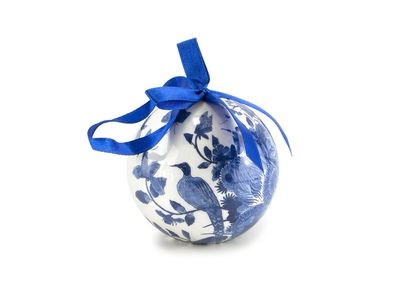 Unbreakable Christmas Bauble – Delft Blue Birds Design (7cm)
