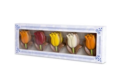 Chocolate tulips in Delft blue box 150g