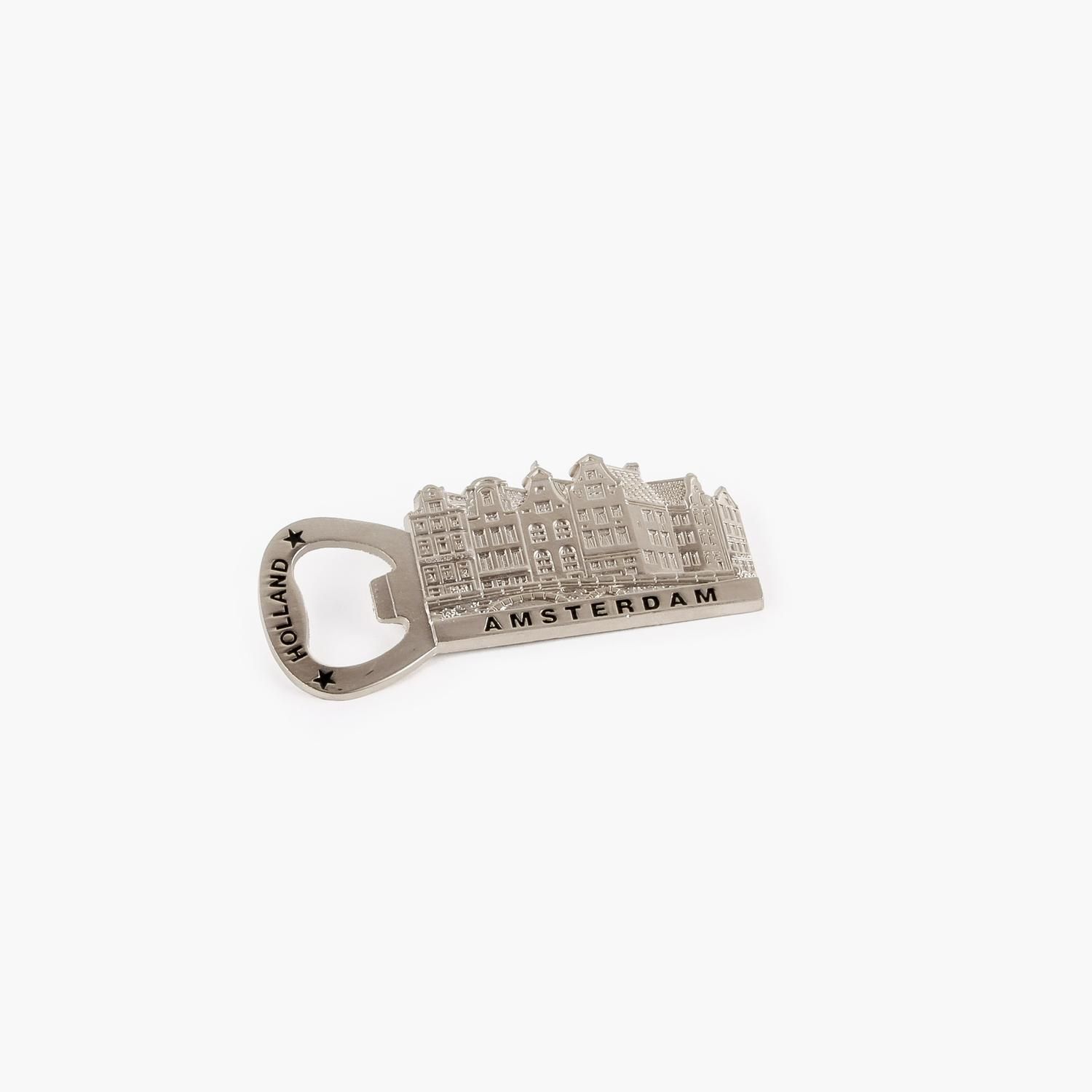 Magnetic Bottle Opener Amsterdam Canal Houses – Silver