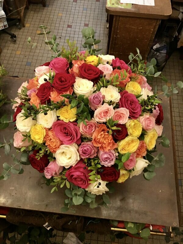 Bouquet de roses multicolores