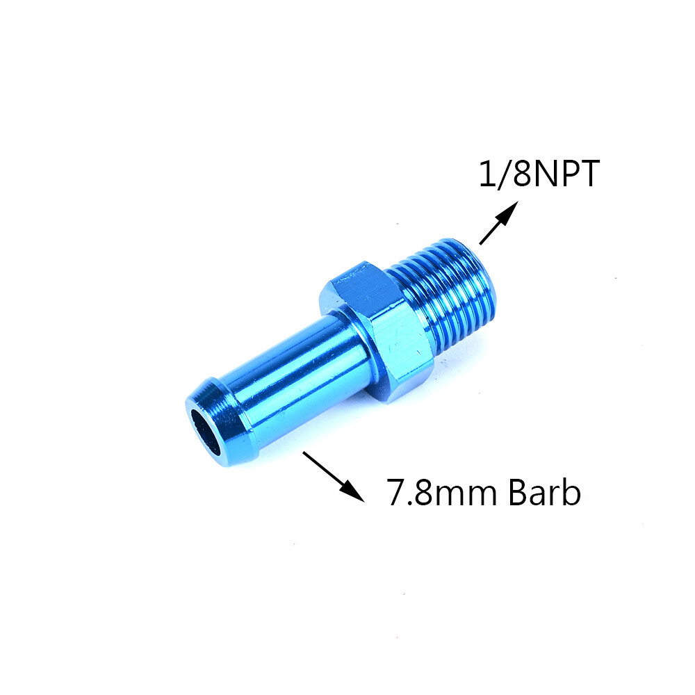Aluminum Fuel Pump Oil Fitting Adapter Inlet 1/8&quot; NPT To 7.8mm Barb Bosch