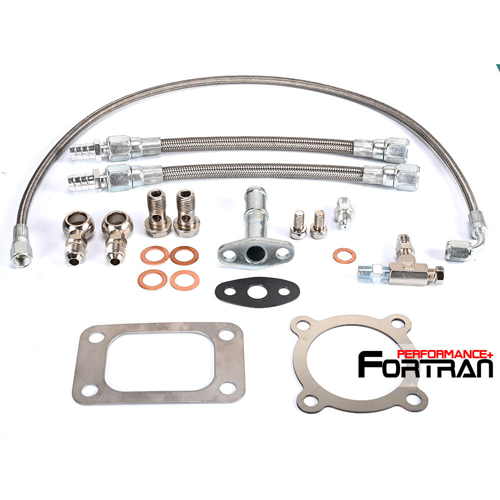 Turbo Oil Water line Kit For Garrett GT25 GT28 GT30 w/ T31 T3 4 bolts K24 K26