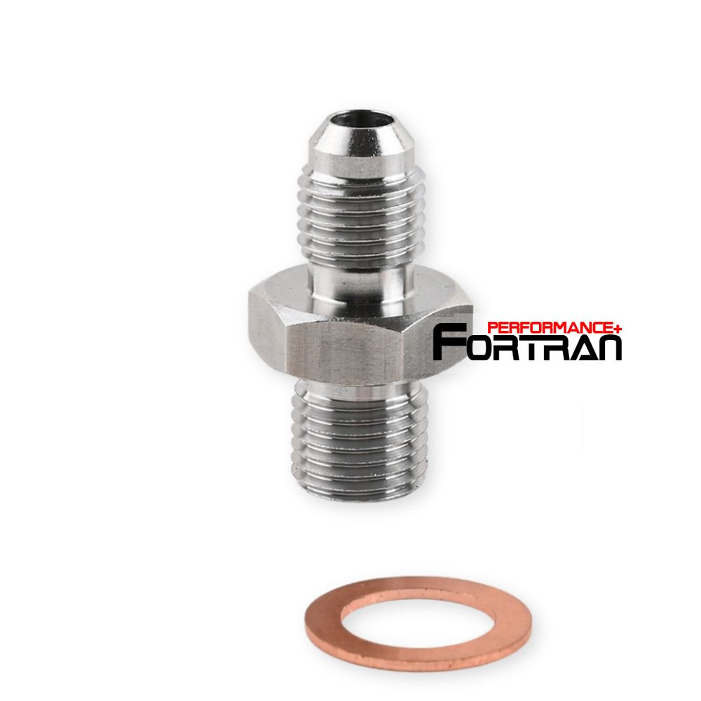 SUS304 Adapter M12x1.25 to 4AN Oil Feed engine side for TOYOTA 3SGTE Rev 3