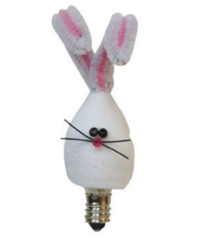 White Easter Bunny Silicone Dipped Light Bulb Decorative