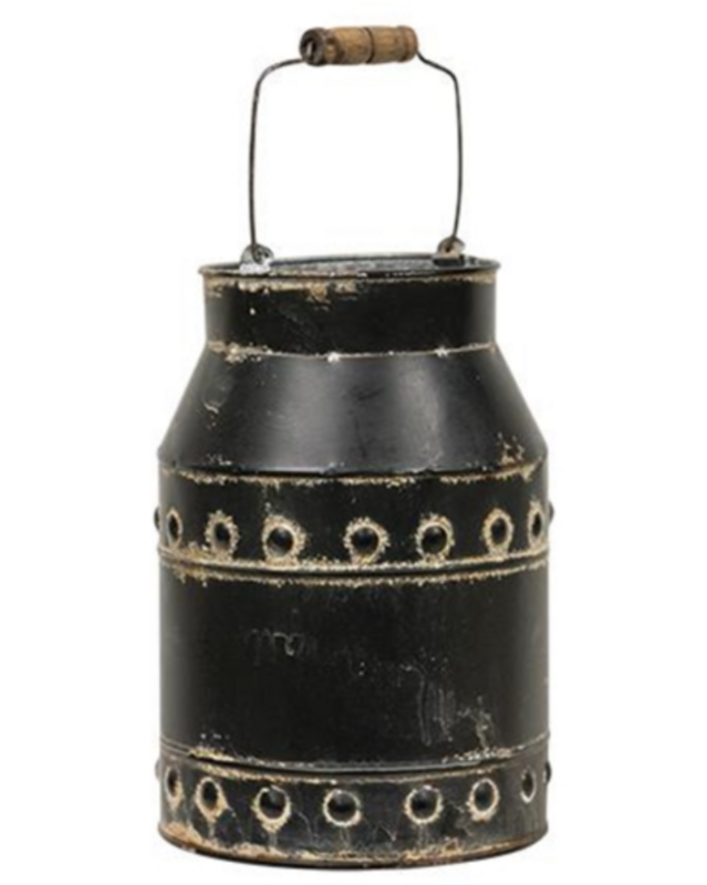 Black Distressed Milk Can with Handle