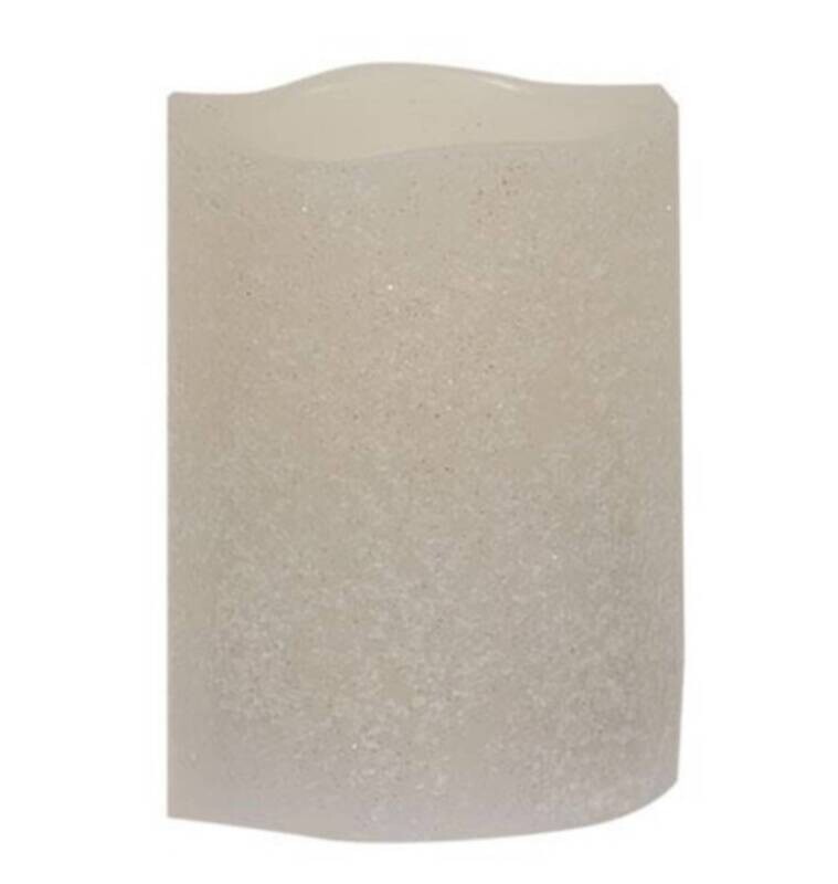 4&quot; White Frosty TIMER Pillar Candle