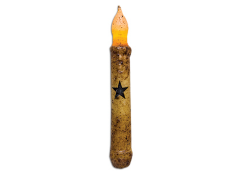 6&quot; Burnt Ivory Star TIMER Taper Candle