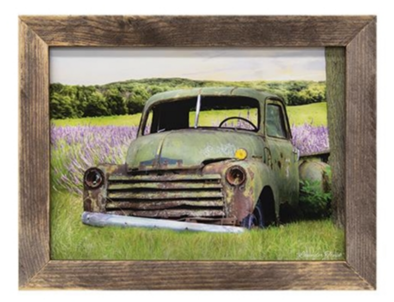 Lavender Truck Wood Framed 