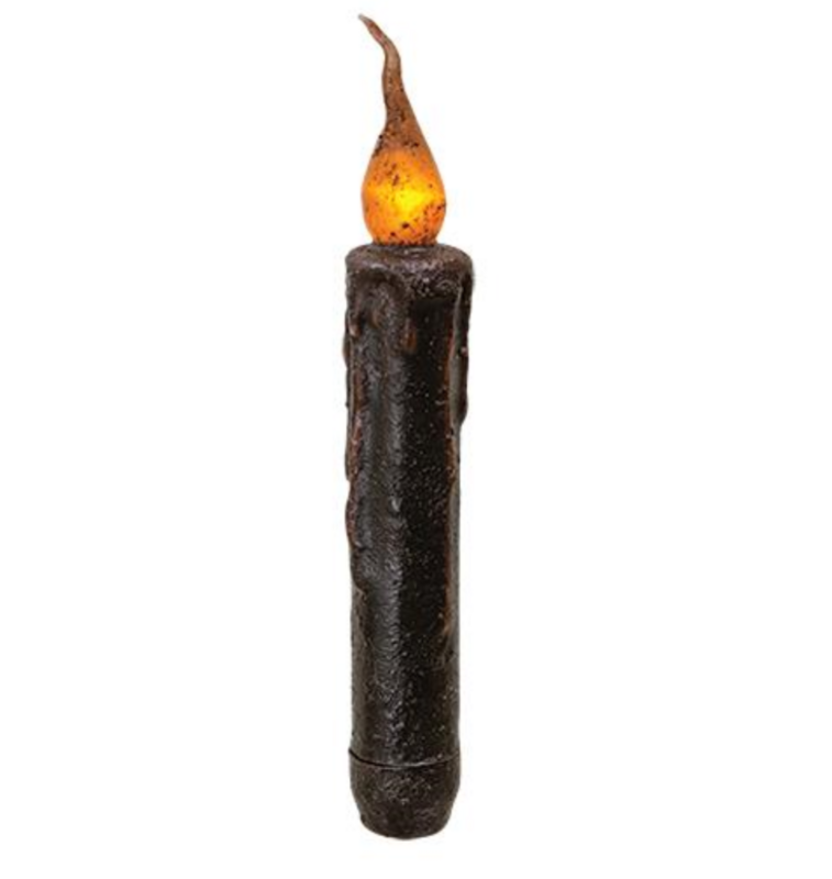 6&quot; Brown Twisting Flicker TIMER Taper Candle