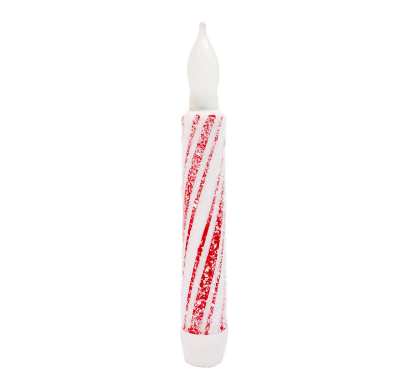 6&quot; Glitter Candy Cane LED Taper Candle