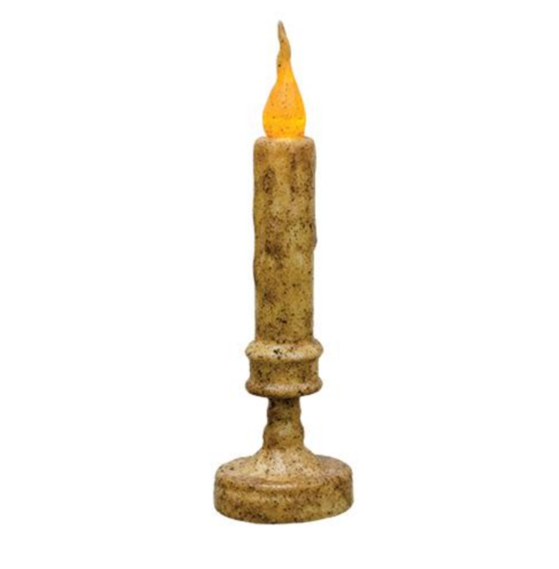 8" Burnt Ivory TIMER Taper Candle Stick Decor