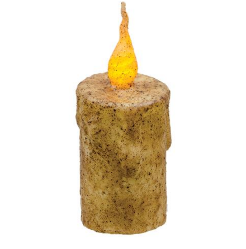 5&quot; Burnt Ivory Dripped Flicker TIMER Pillar Candle 