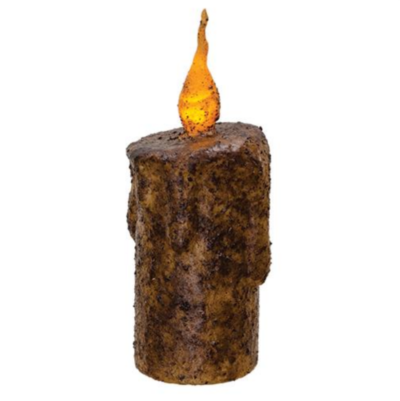 5-1/2&quot; Burnt Mustard Dripped Flicker TIMER Pillar Candle