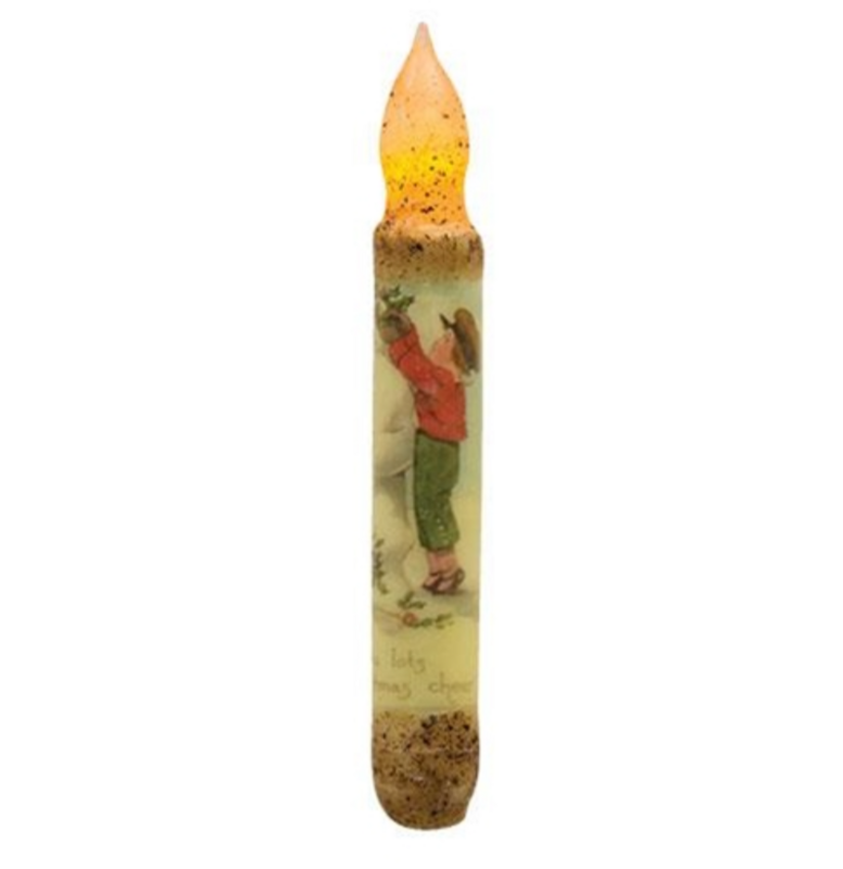 6&quot; Burnt Ivory Christmas Cheer TIMER Taper Candle